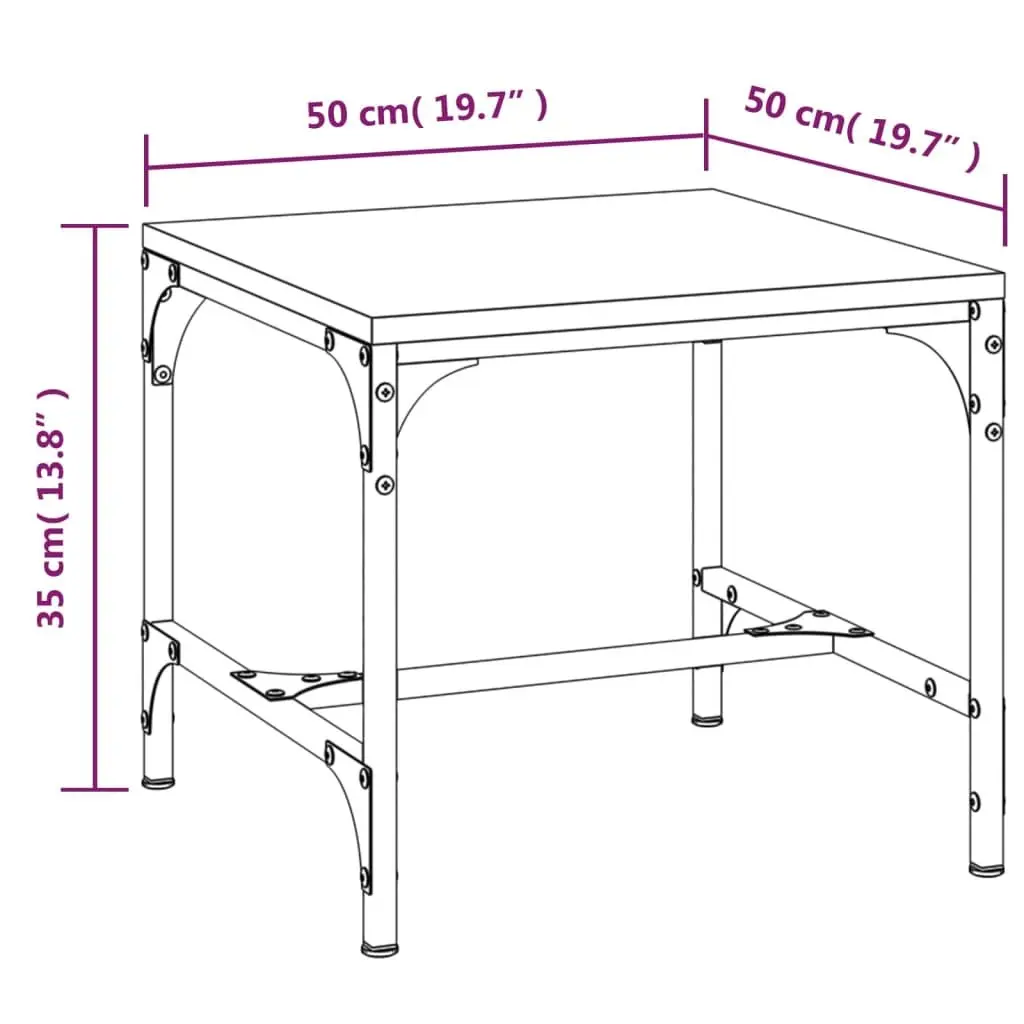 Coffee Table Engineered Wood Steel 50x50x35 cm Black