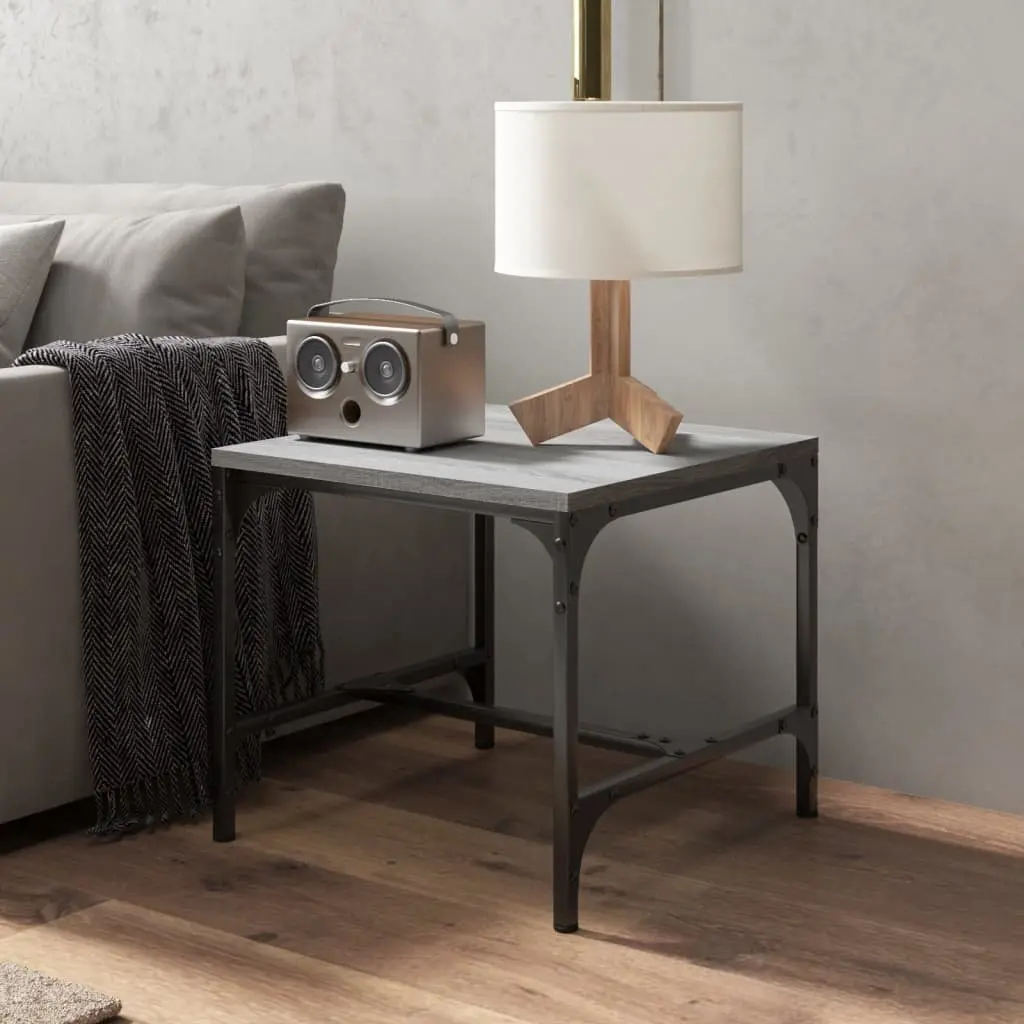 Coffee Table Engineered Wood Steel 50x50x35 cm Grey