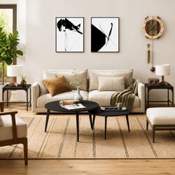 Sturdy Black Side Tables Set of 2 for Living Spaces