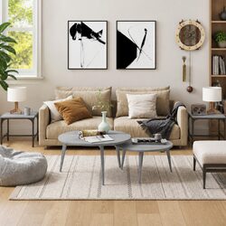 Industrial-Style Grey Side Tables 2 pcs 40x40x35 cm