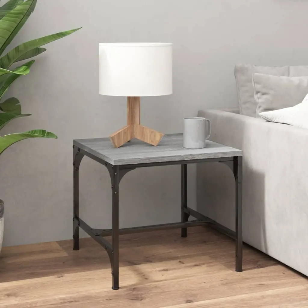 Side Tables Engineered Wood Steel 40x40x35 cm Grey 2 pcs