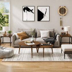 Industrial Coffee Table Set of 2 Brown Oak 40x40x35 cm