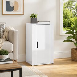 High Gloss White Sideboard Storage Cabinet in Engineered Wood