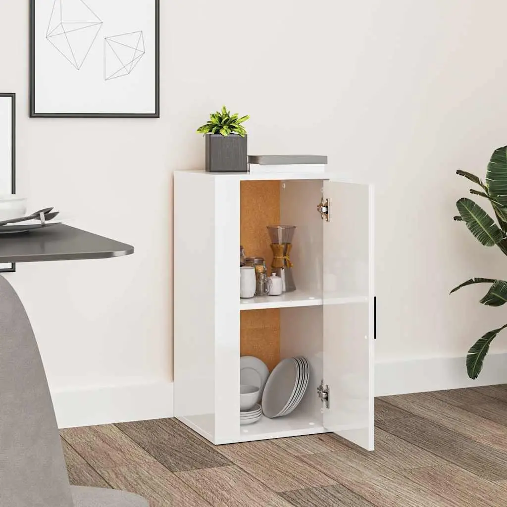 Sideboard Engineered Wood 40 x 33 x 70 cm White High Gloss