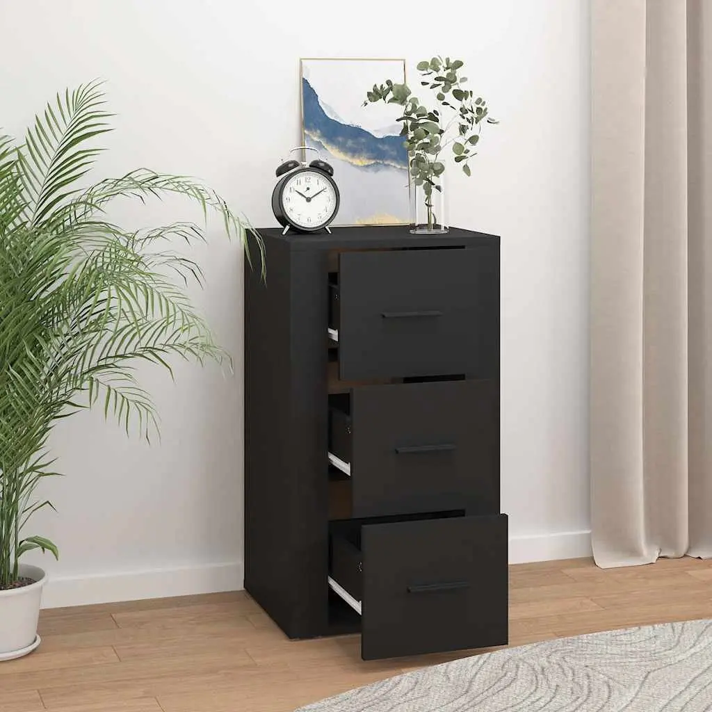 Black Sideboard Cabinet with 3 Drawers
