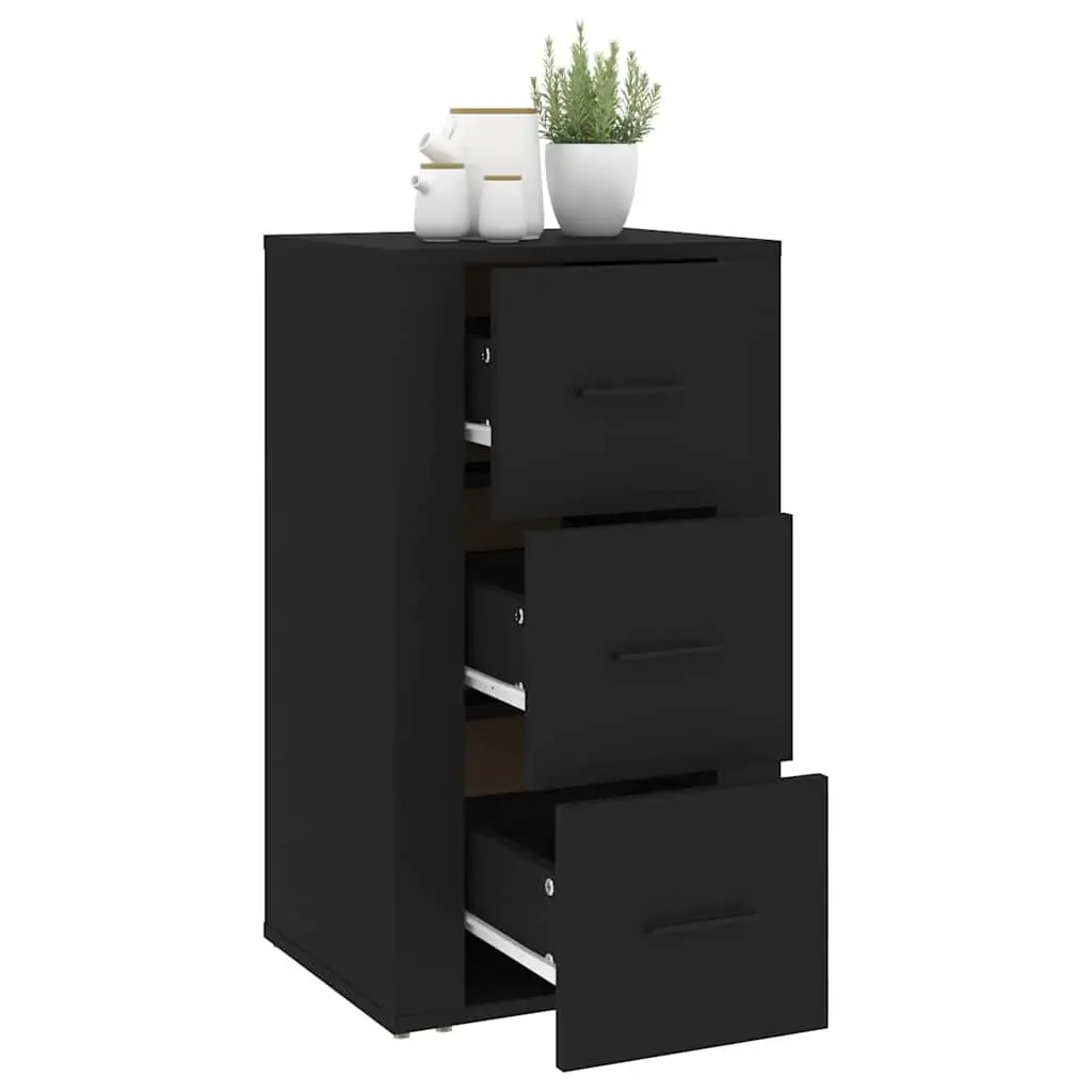 Black Sideboard Cabinet with 3 Drawers