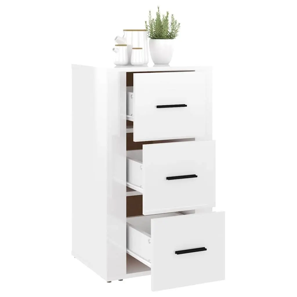 High Gloss White Sideboard Cabinet with 3 Drawers