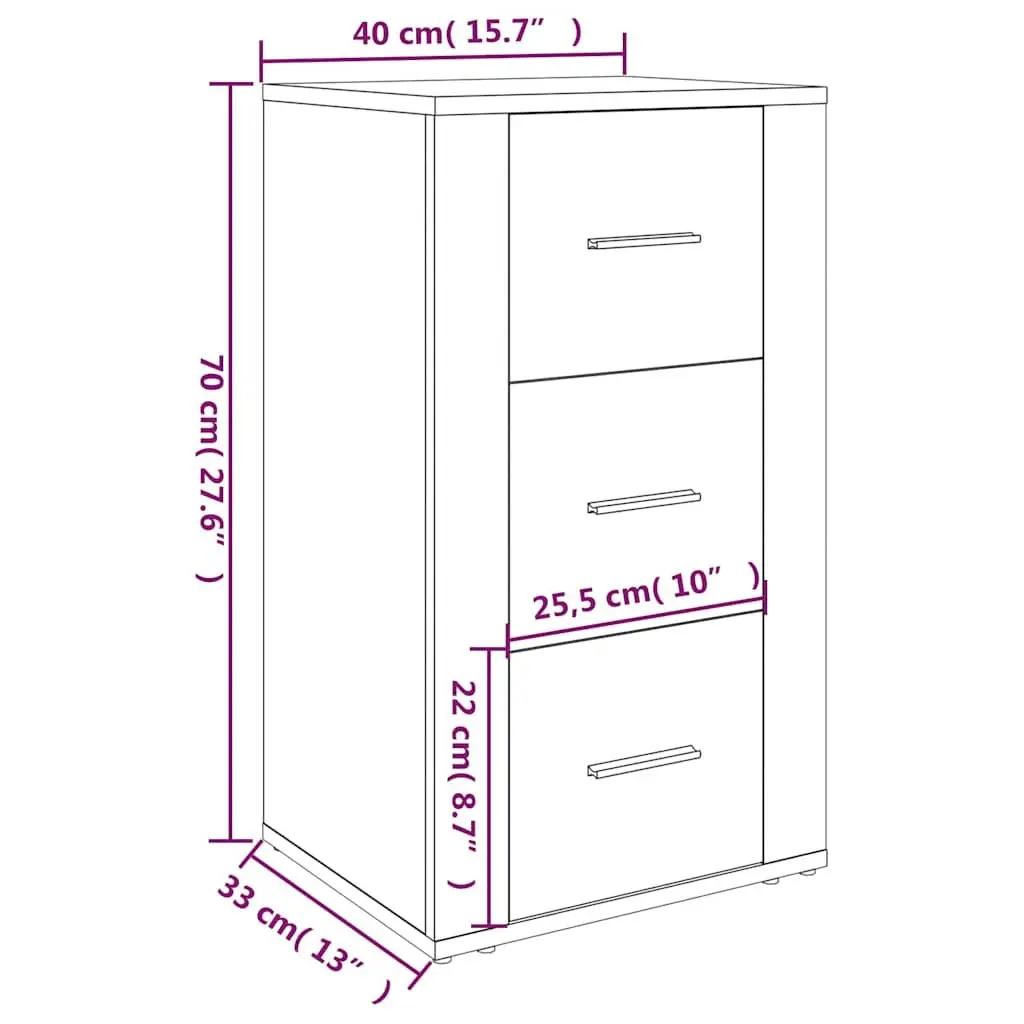 High Gloss White Sideboard Cabinet with 3 Drawers