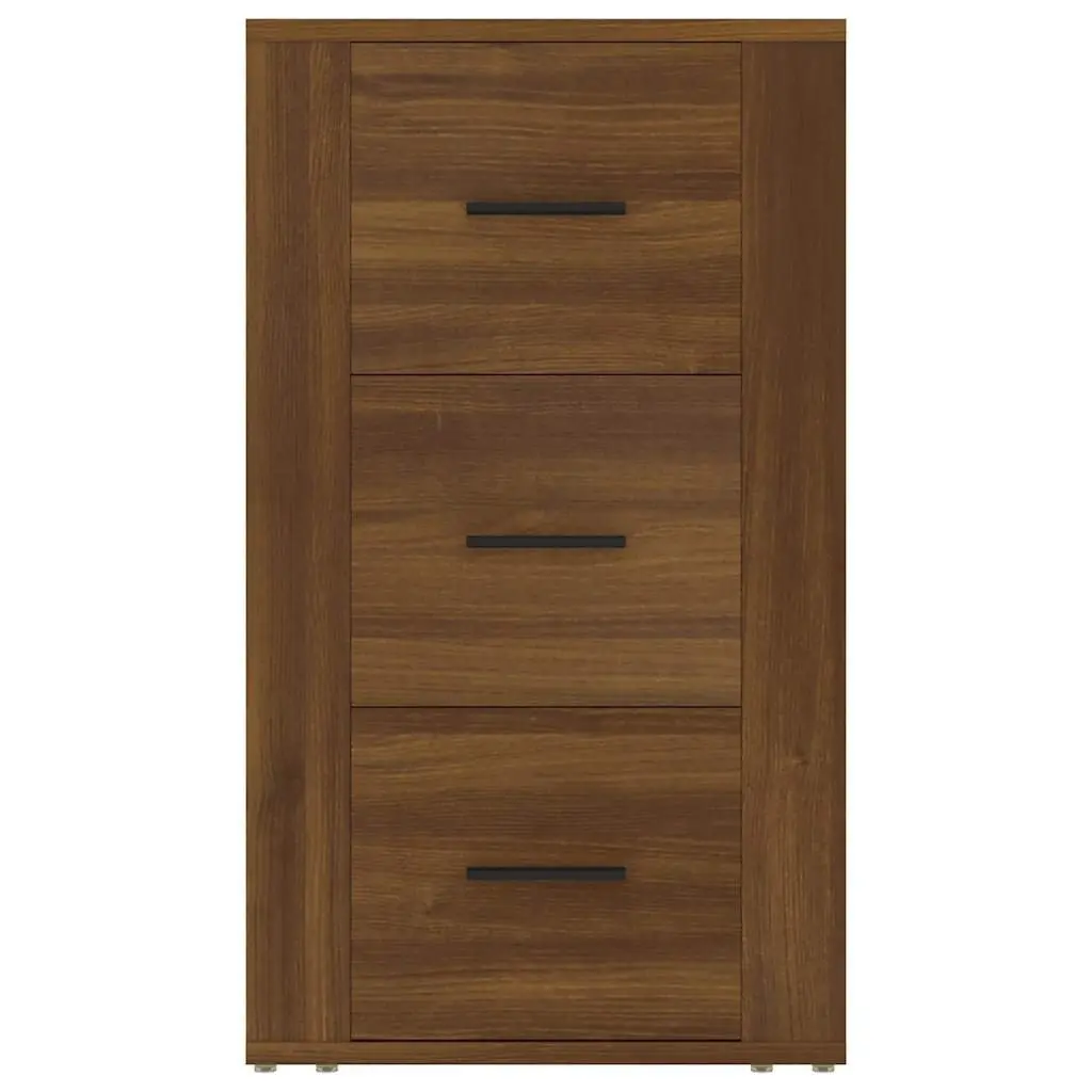 Brown Oak Sideboard Cabinet with 3 Drawers