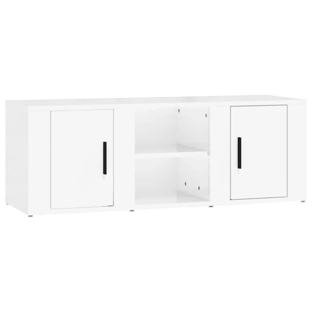 High Gloss White TV Cabinet with 4 Compartments
