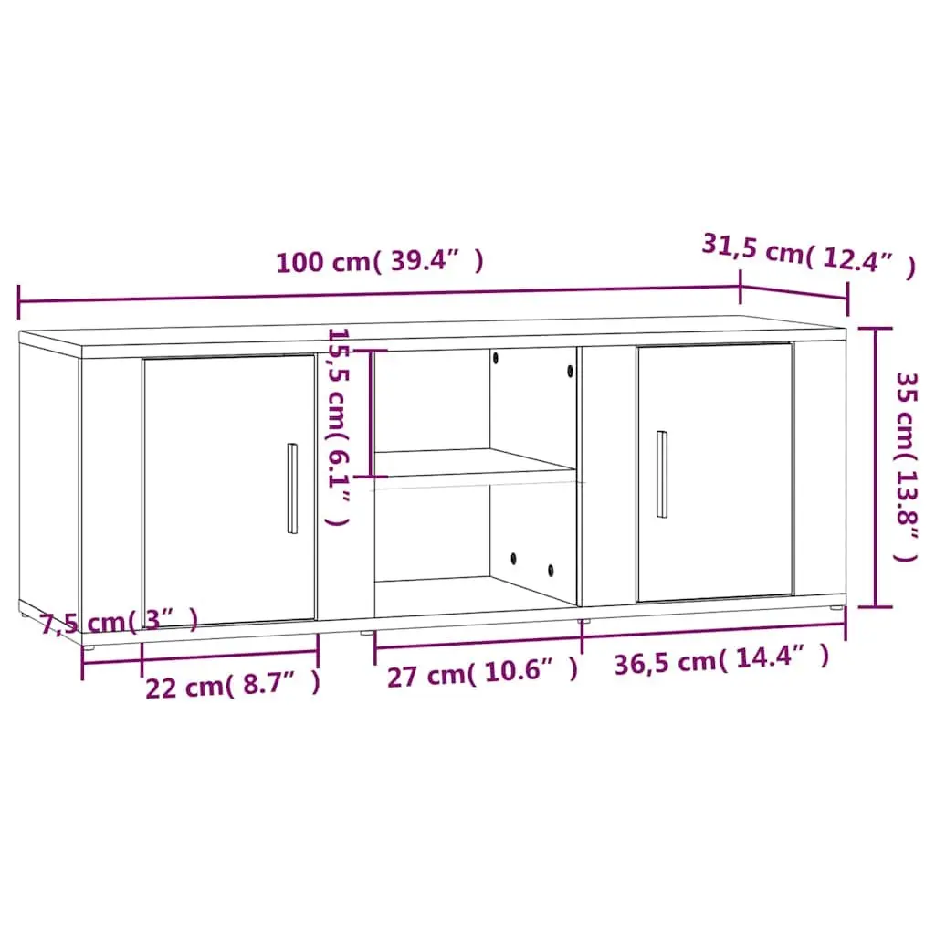 High Gloss White TV Cabinet with 4 Compartments