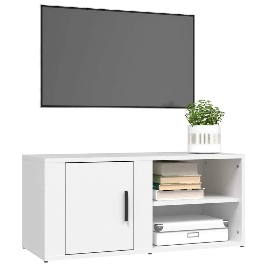 2-Piece White TV Cabinets with Ample Storage