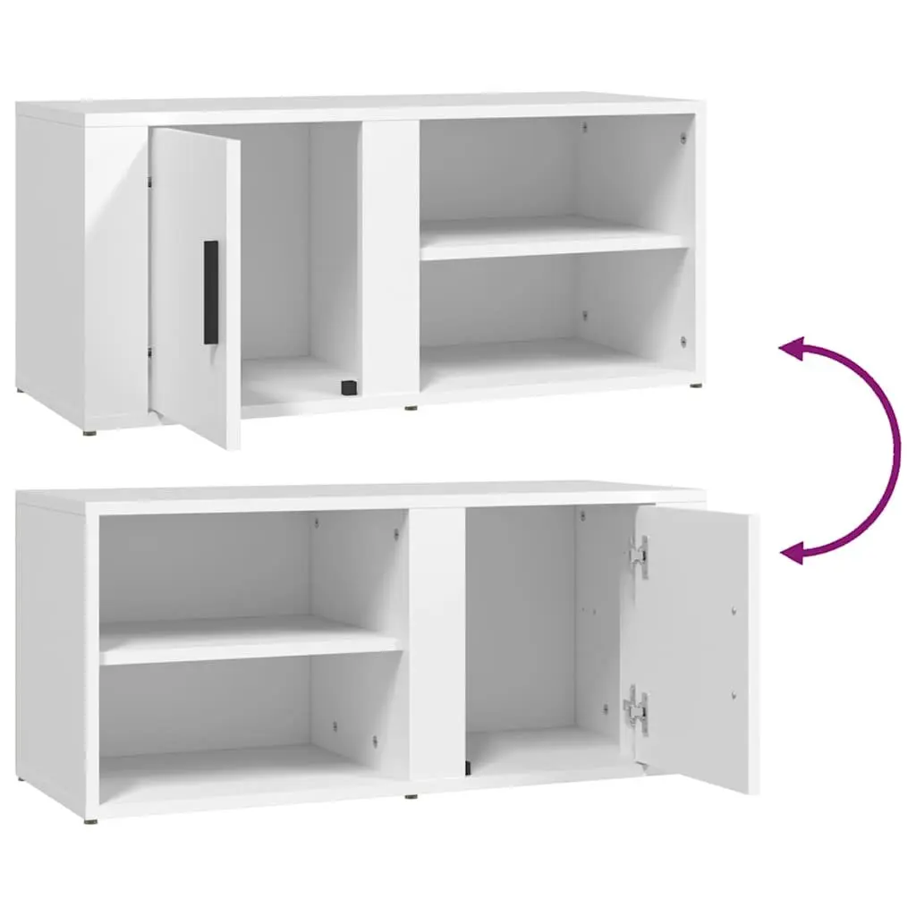 2-Piece White TV Cabinets with Ample Storage