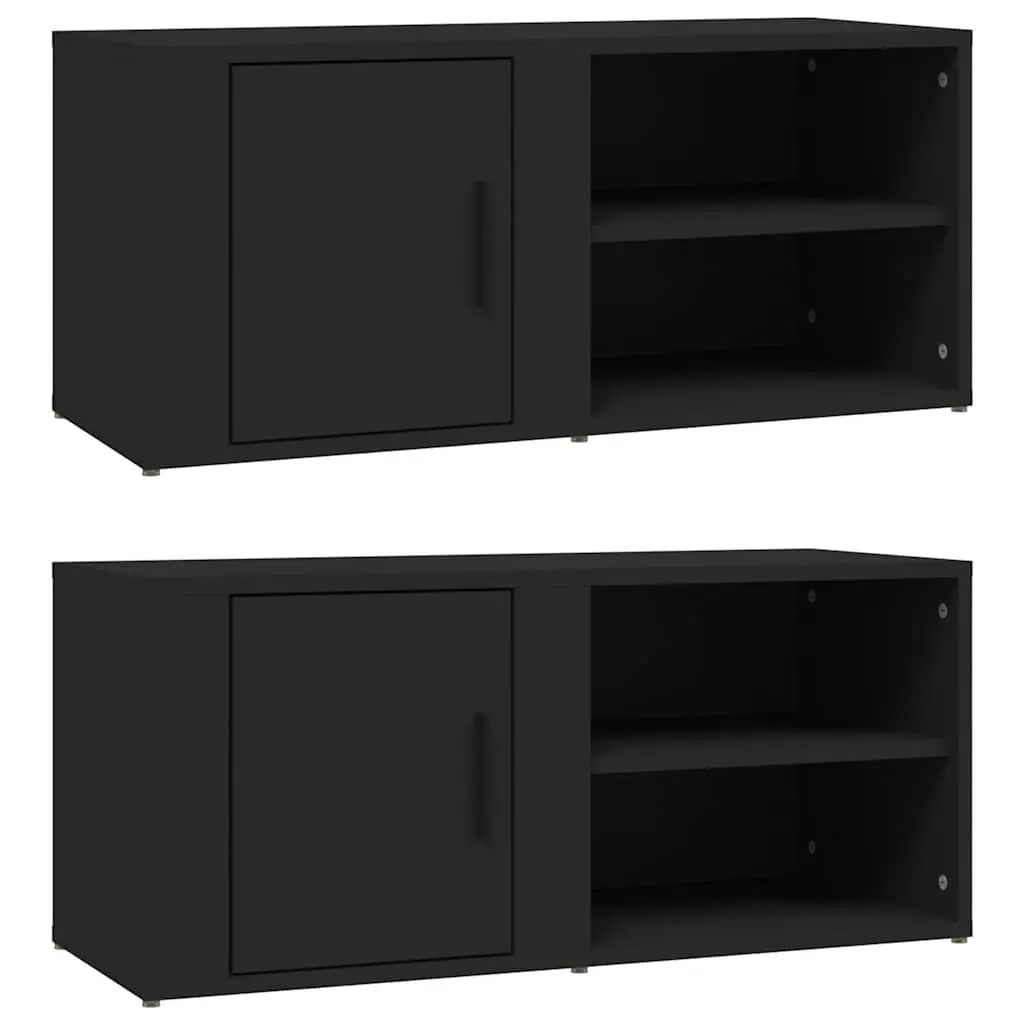 Black TV Cabinets 2 pcs 80x31.5x36 cm for Media Storage
