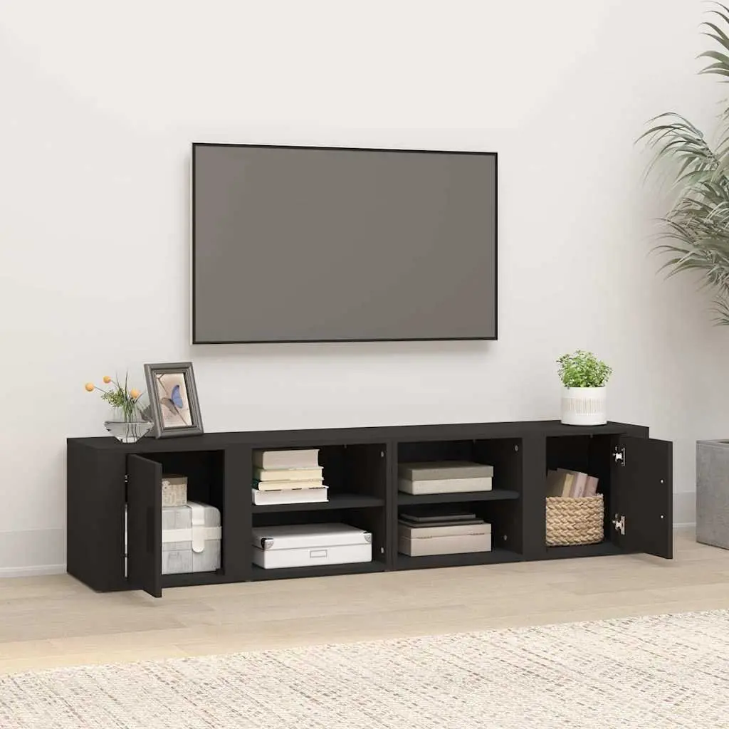 Black TV Cabinets 2 pcs 80x31.5x36 cm for Media Storage