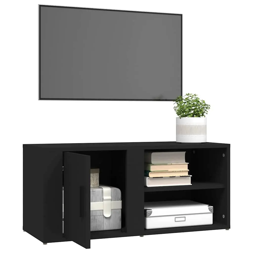 Black TV Cabinets 2 pcs 80x31.5x36 cm for Media Storage