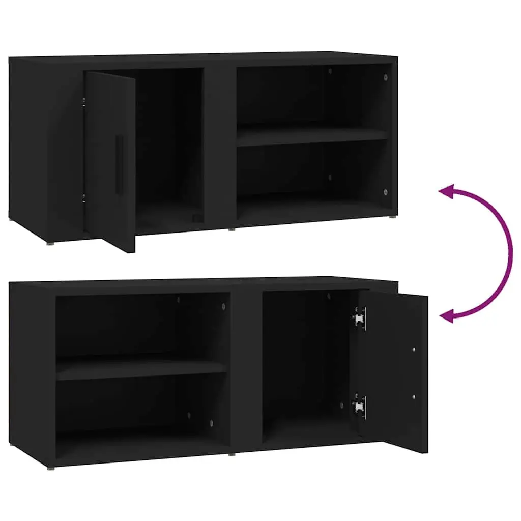 Black TV Cabinets 2 pcs 80x31.5x36 cm for Media Storage