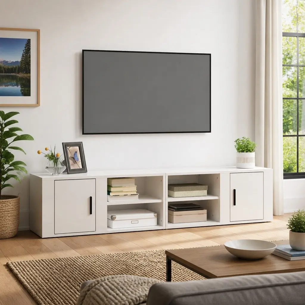TV Cabinets 2 pcs High Gloss White 80x31.5x36 cm Media Storage Unit