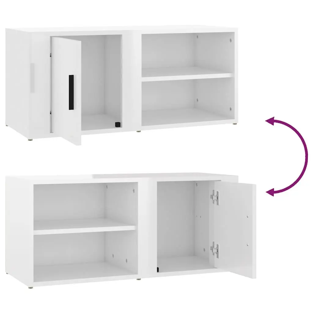 TV Cabinets 2 pcs High Gloss White 80x31.5x36 cm Media Storage Unit