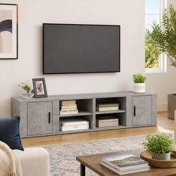 TV Cabinets 2 pcs Grey 80x31.5x36 cm Media Storage Unit Doors Compartments