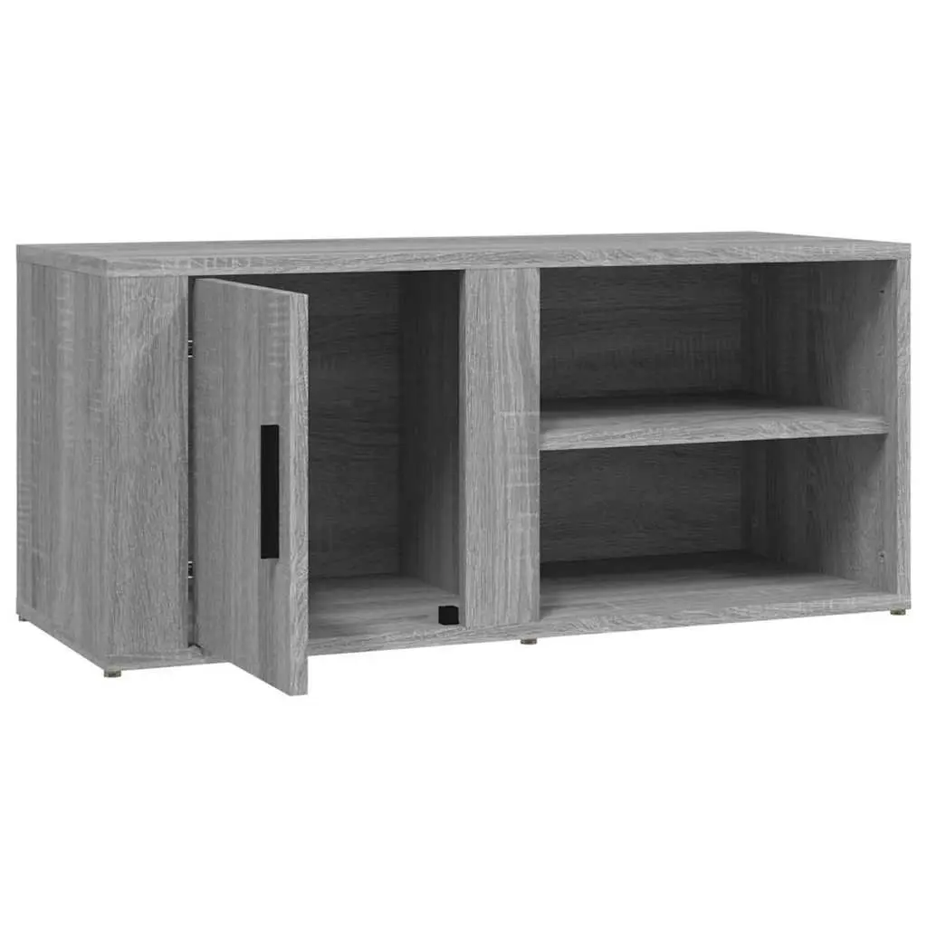 TV Cabinets Engineered Wood 80 x 31.5 x 36 cm Grey 2 Piece Media Storage Unit with Doors Compartments
