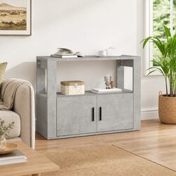 Durable Grey Engineered Wood Sideboard Storage Cabinet