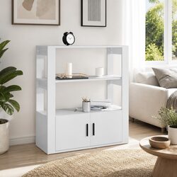 White Sideboard with Engineered Wood and Doors 80x30x90 cm