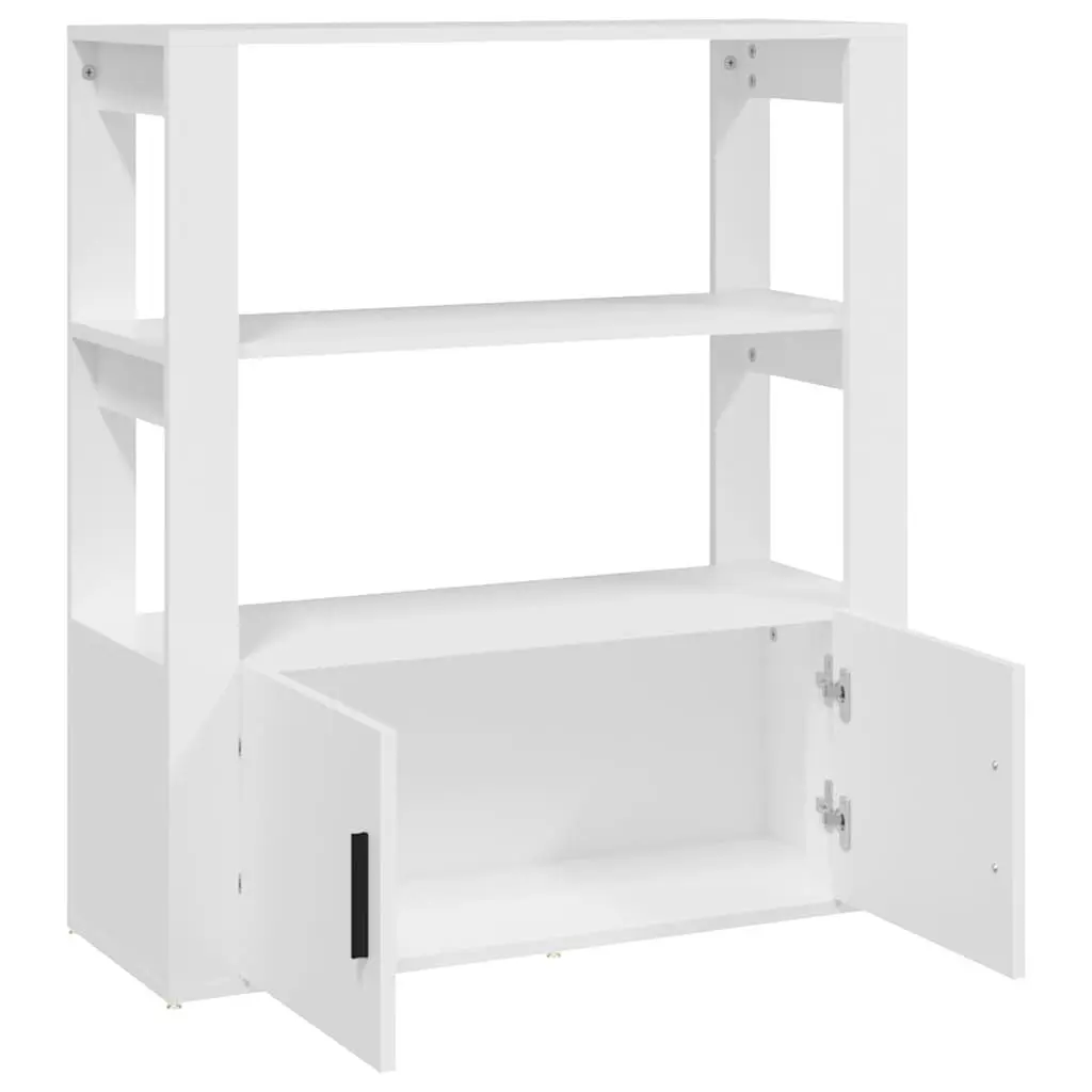 Sideboard Engineered Wood 80x30x90 cm White Storage Cabinet Shelves Doors