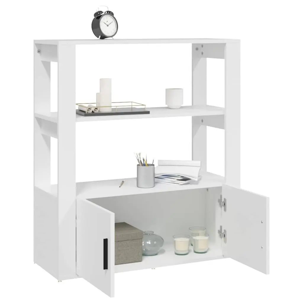 Sideboard Engineered Wood 80x30x90 cm White Storage Cabinet Shelves Doors