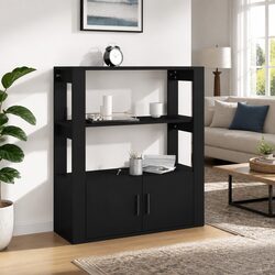 Stylish Black Sideboard with Engineered Wood Construction