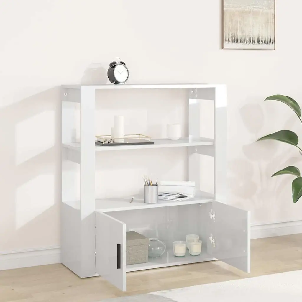 High Gloss White Sideboard Storage Cabinet with Shelves