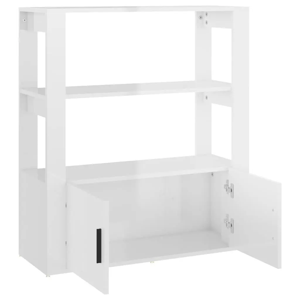 High Gloss White Sideboard Storage Cabinet with Shelves