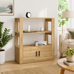 Brown Engineered Wood Sideboard with Storage Doors
