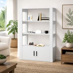 Engineered Wood White Sideboard Cabinet 80x30x119.5cm