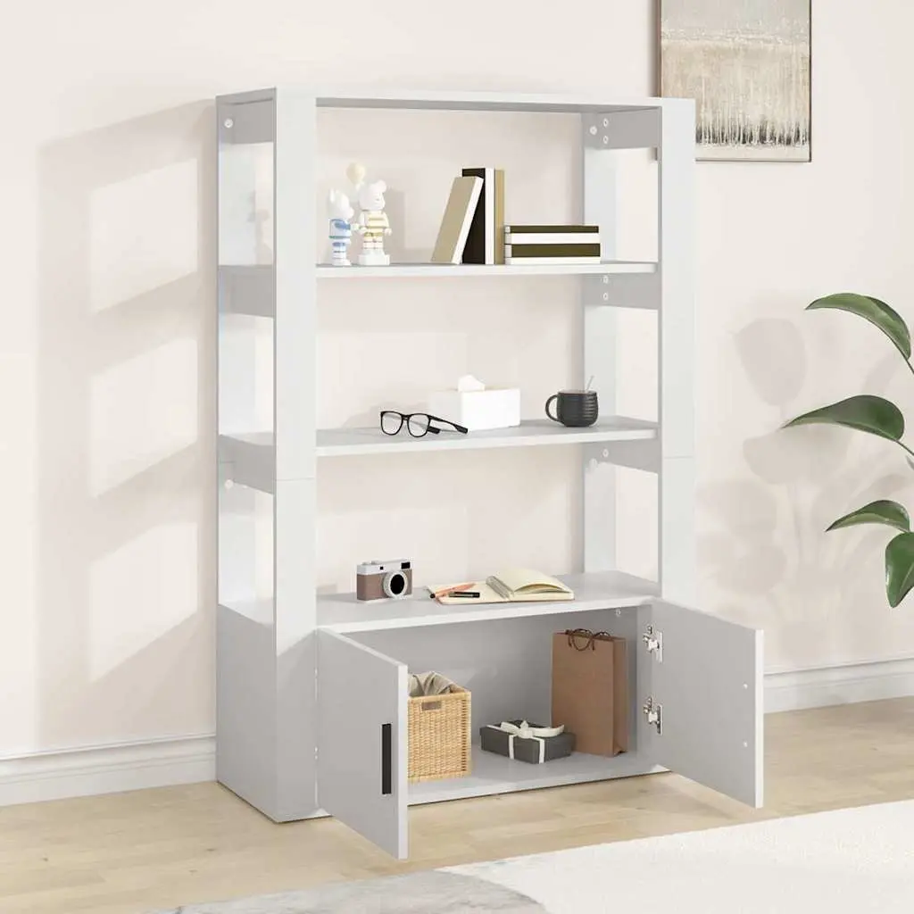 Engineered Wood White Sideboard Cabinet 80x30x119.5cm