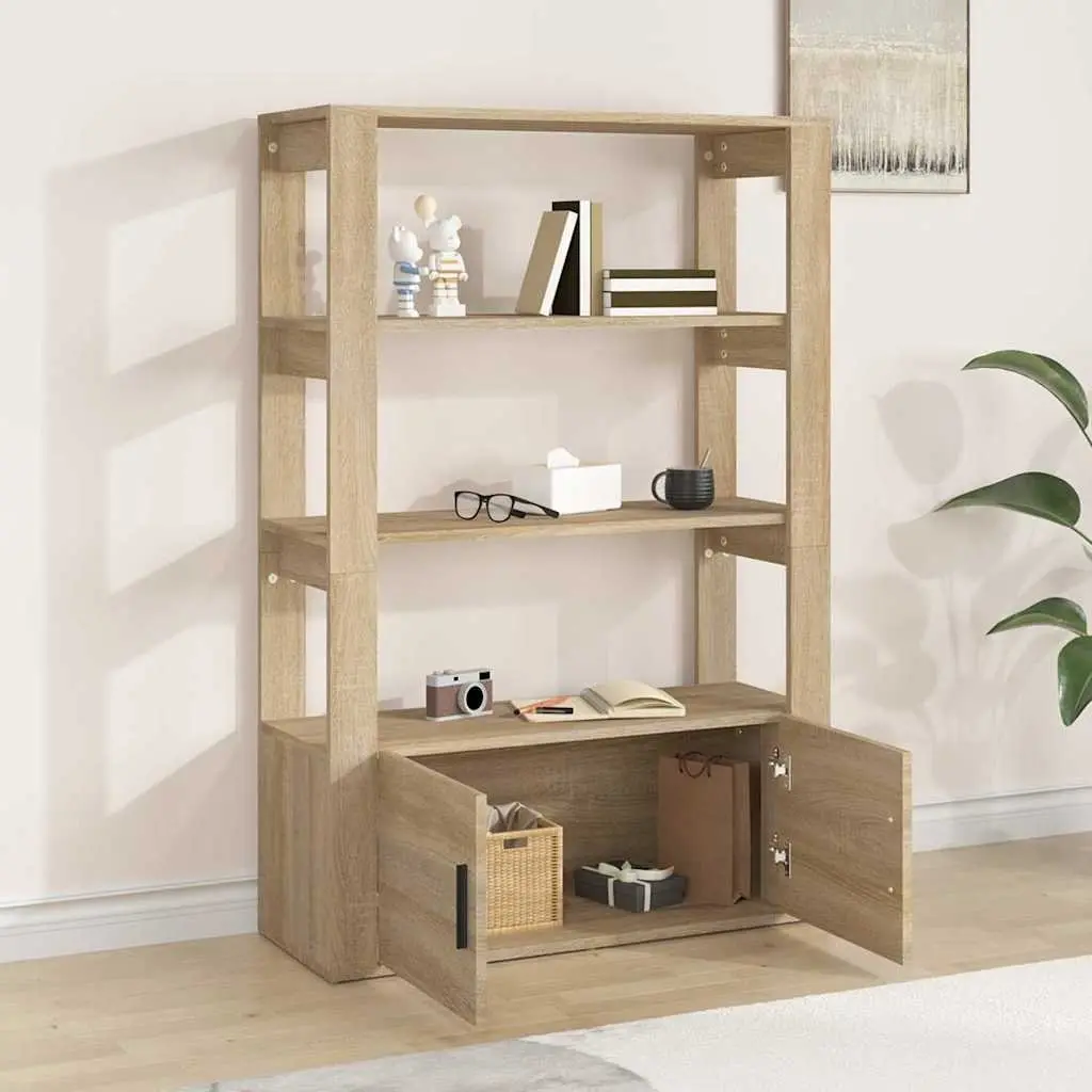 Brown Sideboard Storage Cabinet with Doors and Shelves