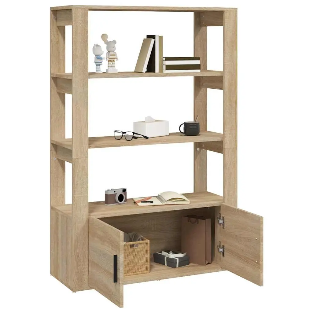 Brown Sideboard Storage Cabinet with Doors and Shelves