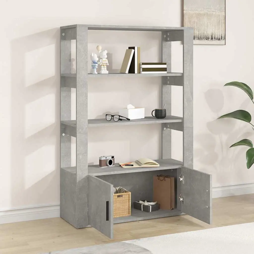 Grey Storage Cabinet with Engineered Wood Shelves