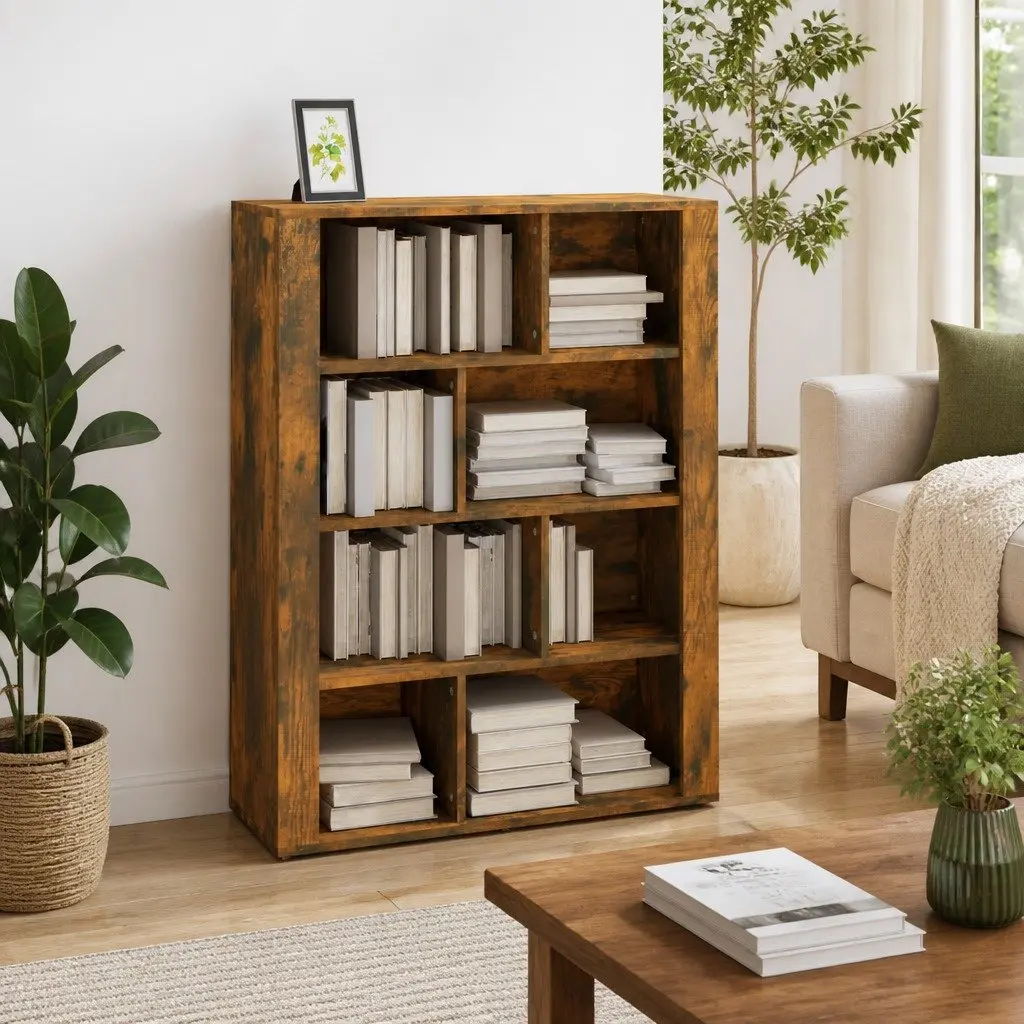 Brown Engineered Wood Storage Cabinet with Compartments