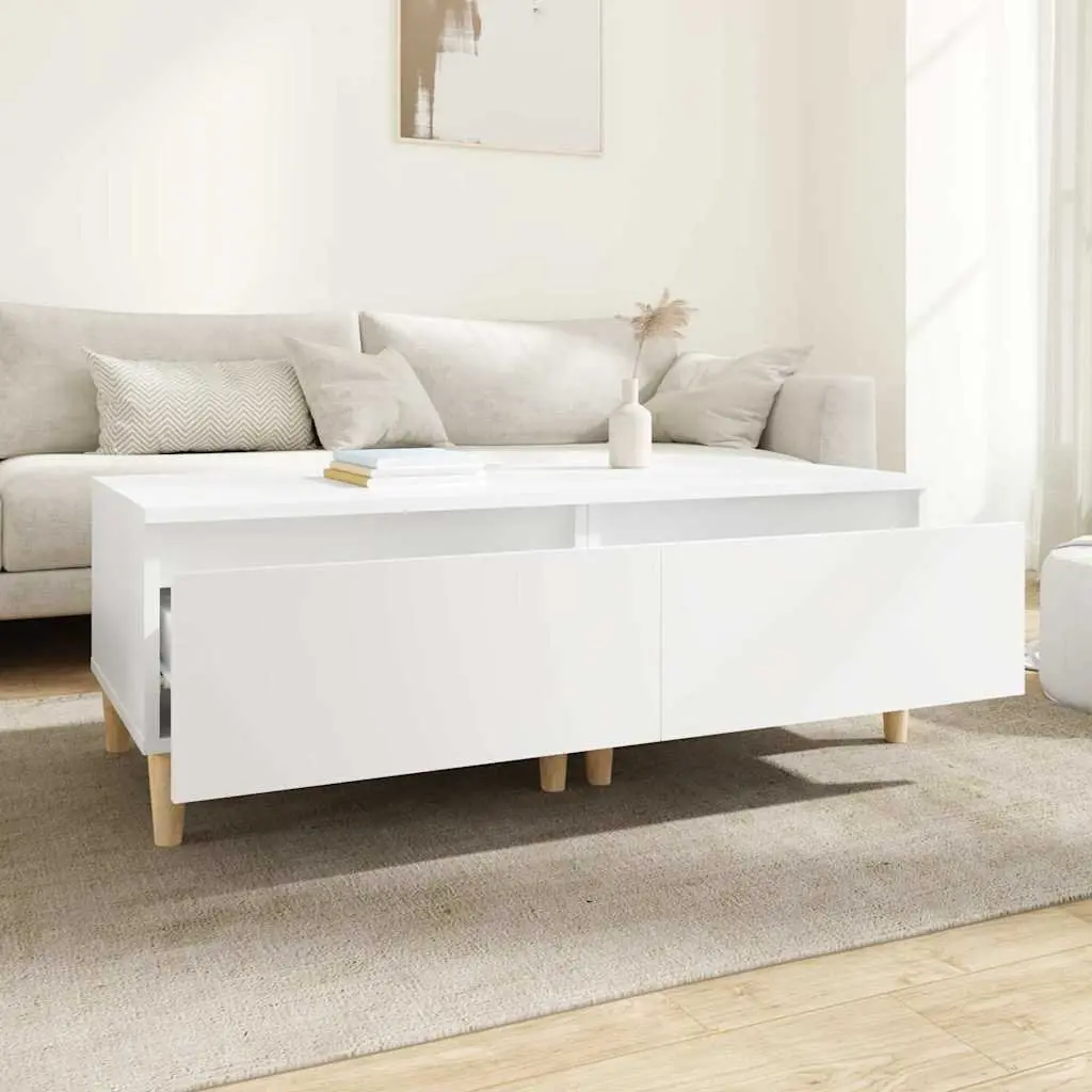White Engineered Wood Side Tables with Drawer Storage