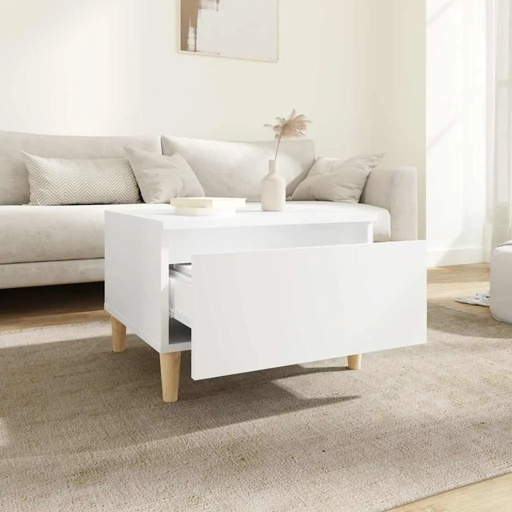 White Engineered Wood Side Tables with Drawer Storage