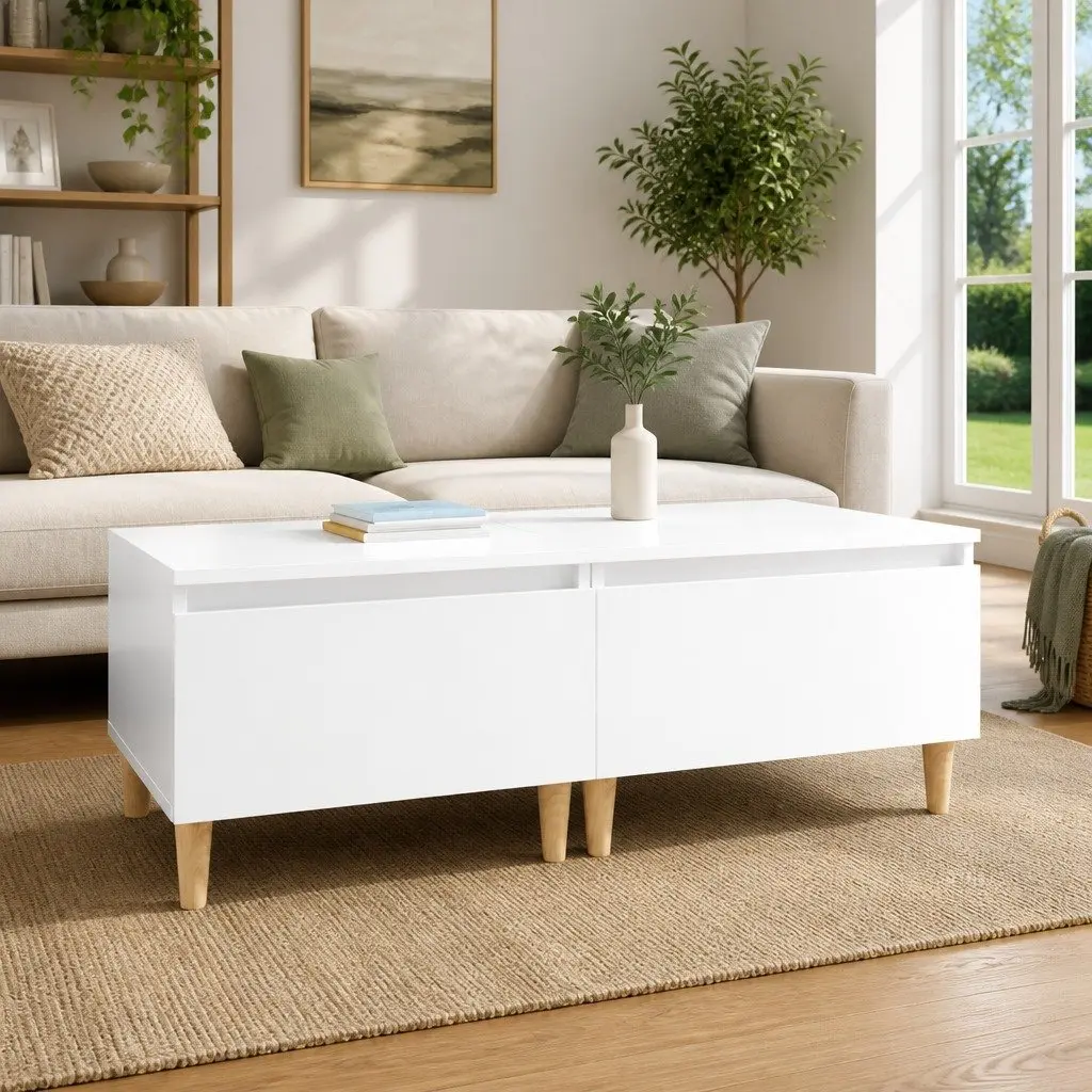 End Tables Side Tables 2 pcs White High Gloss Scandinavian Living Room Accent