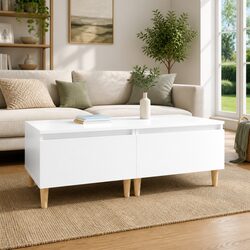 Scandinavian Style High Gloss White Side Tables - 2 pcs