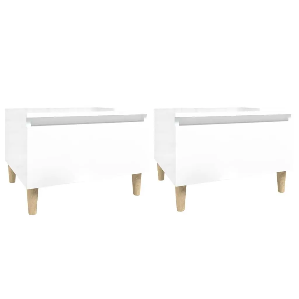 End Tables Side Tables 2 pcs White High Gloss Scandinavian Living Room Accent