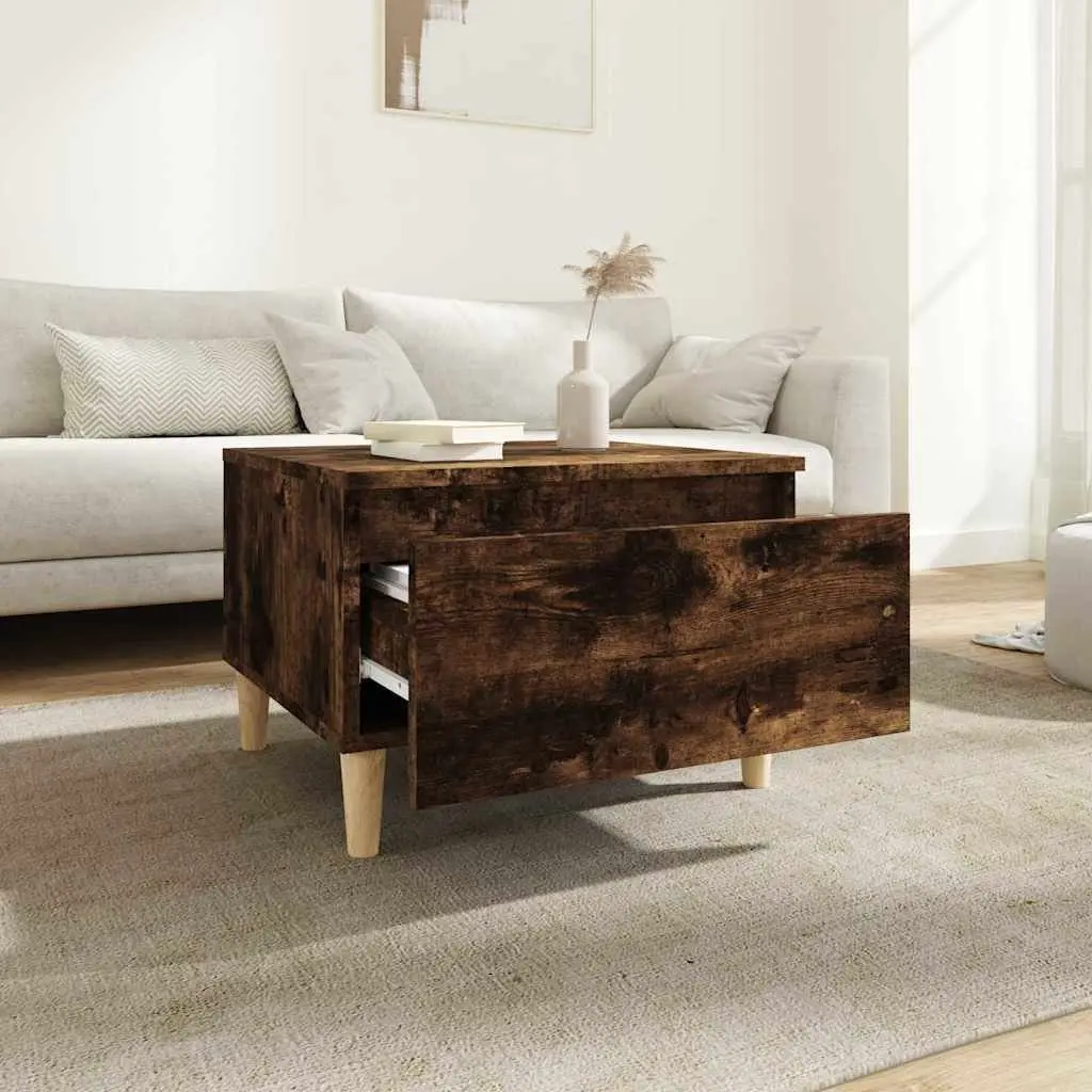 Brown Scandinavian End Table with Drawer