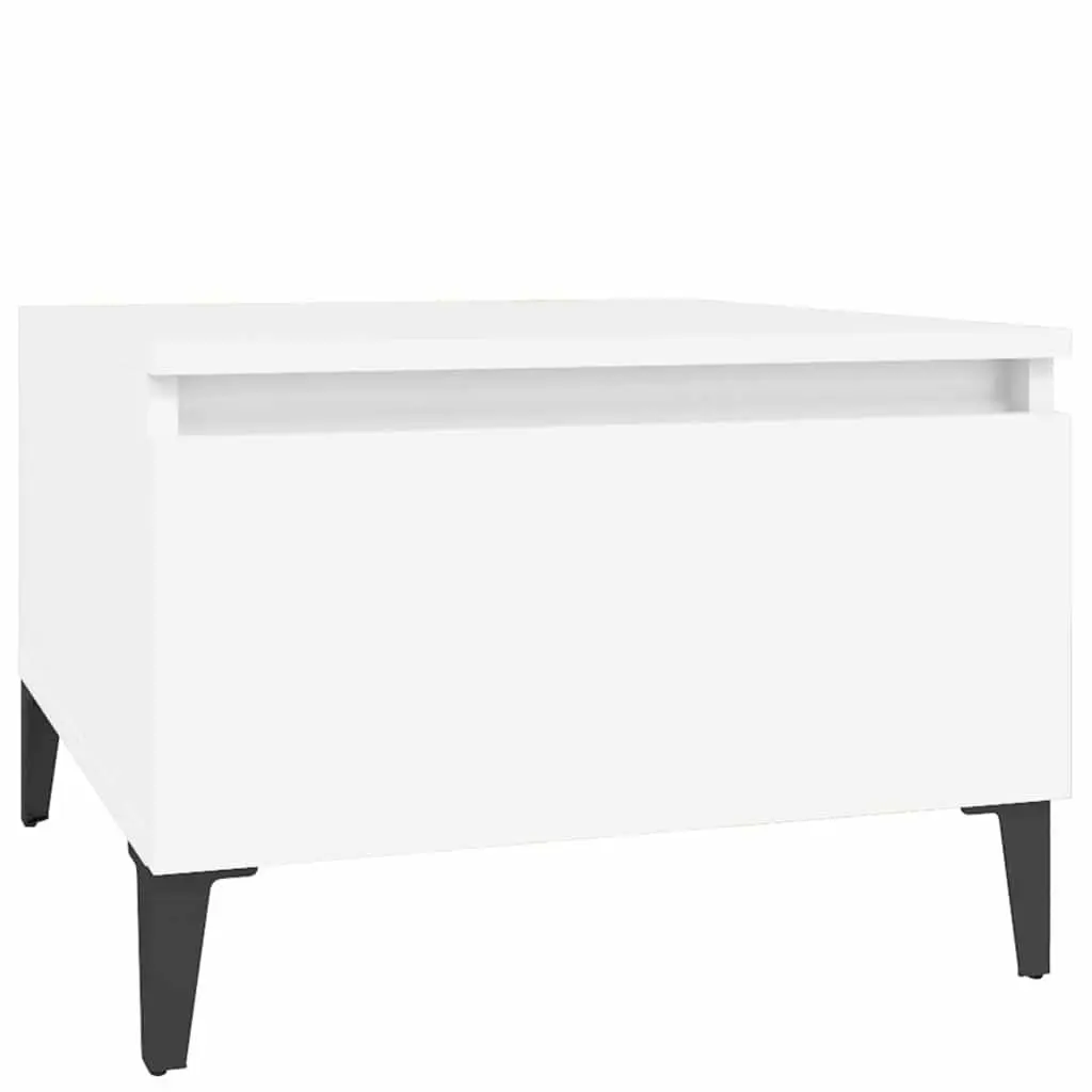 Industrial-Style White End Table with Drawer