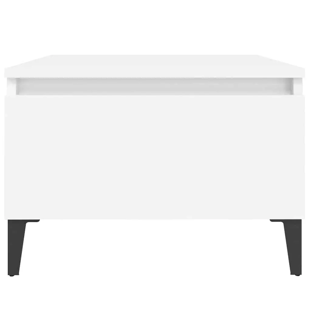 Industrial-Style White End Table with Drawer