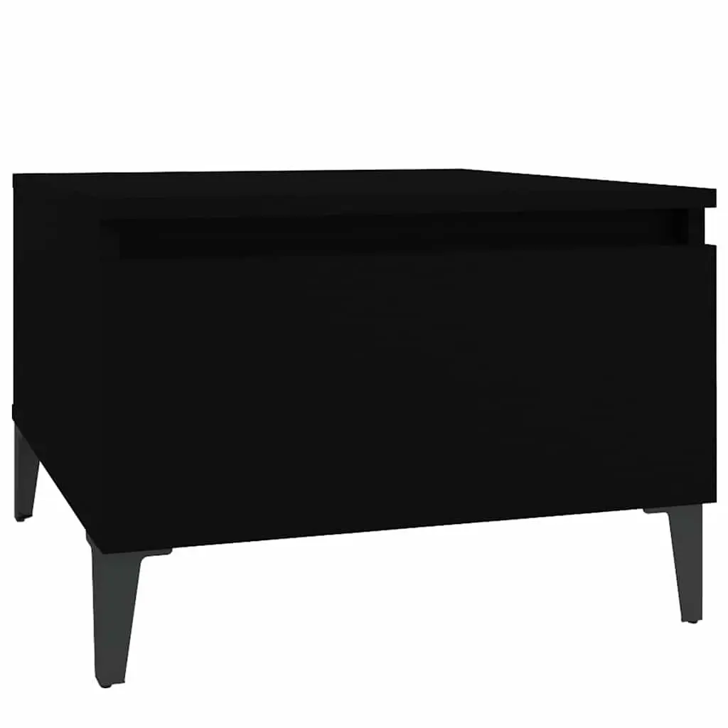 Black Engineered Wood Side Table with Drawer