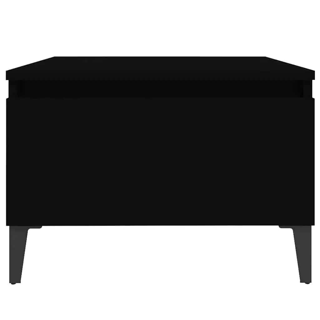 Black Engineered Wood Side Table with Drawer