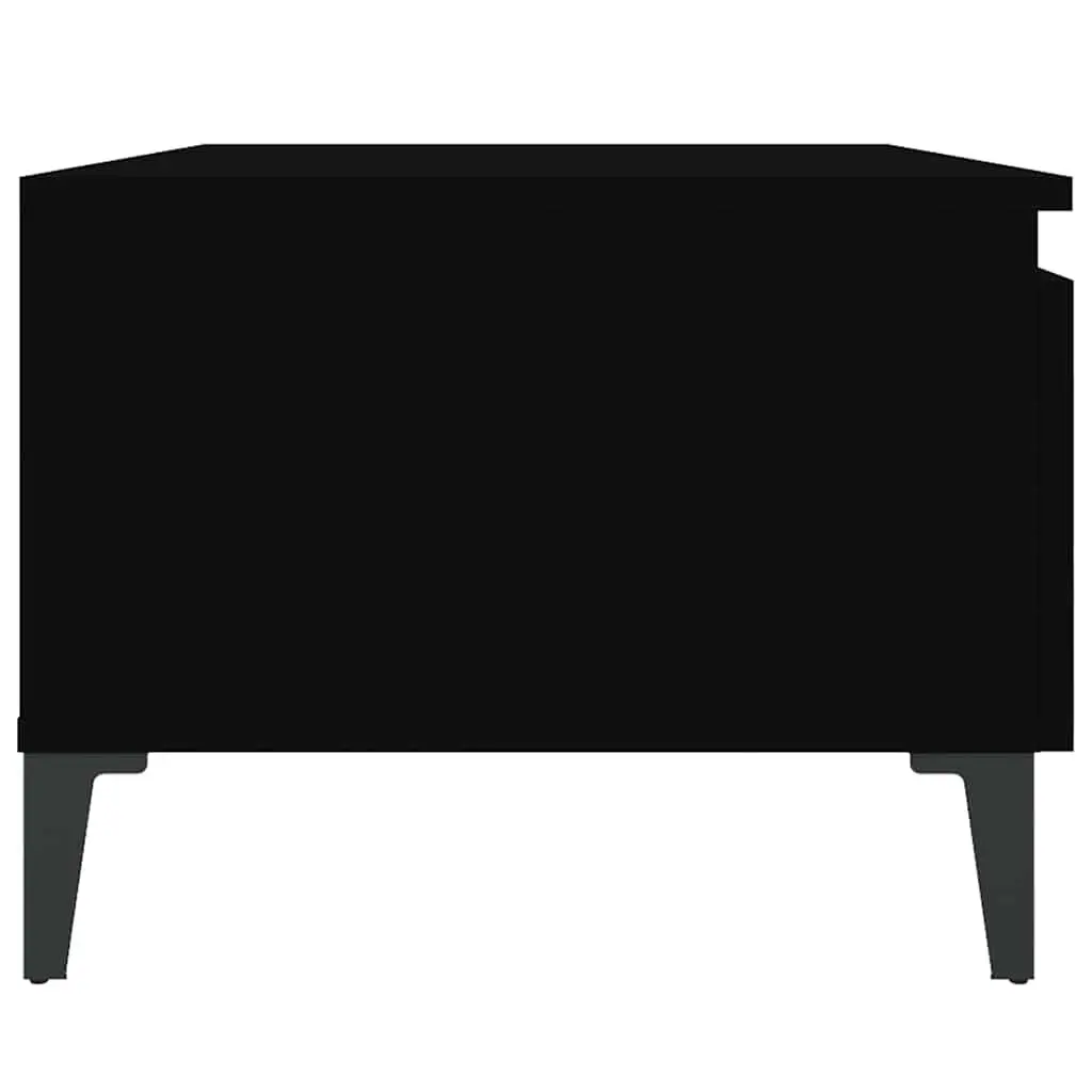 Black Engineered Wood Side Table with Drawer